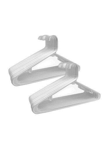 East Pack of 2 - 20 Piece Lightweight Adult Plastic Hanger, Non-Slip Space-Saving Hangers for Shirts,Dresses, Tops &amp; All Your Clothing Needs Ideal for Home, White 42x23cm