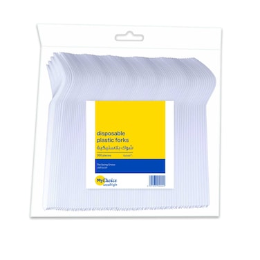 MyChoice Disposable Plastic Fork Set White 200 PCS