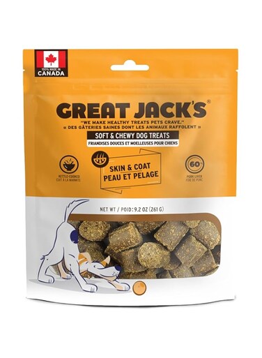 Great Jack's Soft &amp; Chewy Treats Functional Skin &amp; Coat Grain Free Dog Treats 261g