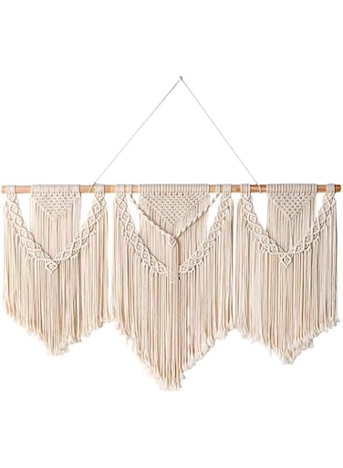 ORiTi Large Macrame Wall Hanging Wide Boho Handmade Woven Tapestry Wall Decor for Bedroom Living Room Home Including Hanging Rod 110x82cm