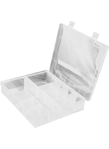 THE GIFT FACTORY &quot;&quot; 14-Grid Plastic Jewelry Box Organizer Storage Container Case with Removable Dividers (Transparent) 2-Pieces
