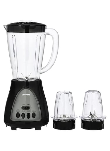 Geepas GSB44034 3 in 1 Blender, Powerful Motor 600W, Stainless Steel Cutting Blades, 3 Speed with Pulse Function, 1.8L Jar Juice Extractor for Whole Fruits Vegetables, Ice Crusher, White