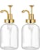 FUFU Coffee Syrup Dispenser for Coffee Bar, Coffee Pump Dispenser, Glass Syrup Bottle w. Pump, 12 oz 350 ml, Set of 2 (Gold)