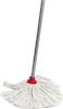 Vileda Classic Cotton Floor Mop With Stick, Super Absorbent, Universal Thread Handle, Cost-Effective, Red &amp; White, 10 x 6 x 153 Cm