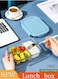 Glass Lunch Box Meal Prep Containers Food Storage Box With Lid Leak Proof Lunch Container Microwavable 1000ML Capacity (Blue, 2 Compartment)