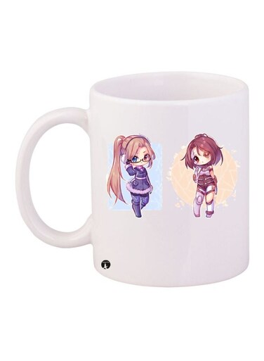 Anime Girls Printed Coffee Mug White/Purple/Pink