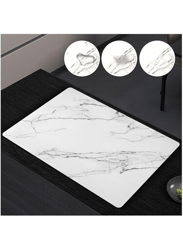 ChenXuan Dish Drying Mats for Kitchen Counter,Coffee Machine Mat for Countertops,Non-Slip Dish Drying Mats,Absorbent Large Dishes Drying Mat,Easy Clean Kitchen Drying Mat for Dishes Rack (Marble)