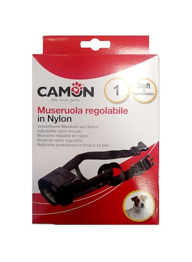 Camon Adjustable Nylon Dog Muzzle with Mesh, Small, Adjustable Nylon Dog Muzzle, Dog Muzzles for Biting Barking Grooming and Chewing, Comfortable Breathable Muzzle, Muzzle For Small &amp; Medium Dogs