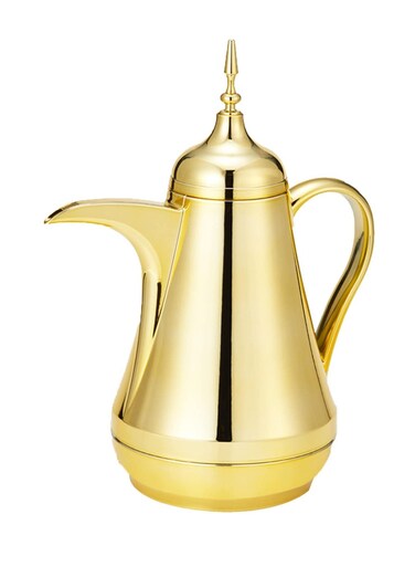 Arabic Dallah Vacuum Thermos Flask, 600 ml, Leak Proof Double Wall, Keeps Drinks Hot Longer, Gold, AXL600