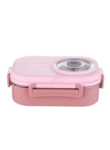 Steel Lunch Box for Kids and Adults,Insulated Lunch Box with Tableware 3 Compartment Divided Lunch Containers with Lids,Leakproof (Pink)