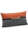 Designer Accent Lumbar Cushion with Gold Chain Center Detail &acirc;&euro;&ldquo; Gray &amp; Orange Cotton, 30&Atilde;&mdash;50 cm