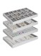 ALANX 4 Pcs Stackable Jewelry Organizer Tray,Jewelry Organizer Drawer Insert,Display Case Storage Containers, Earring Necklace Watch Bracelet Accessary Ring Trays with Removable Dividers (4, Grey)