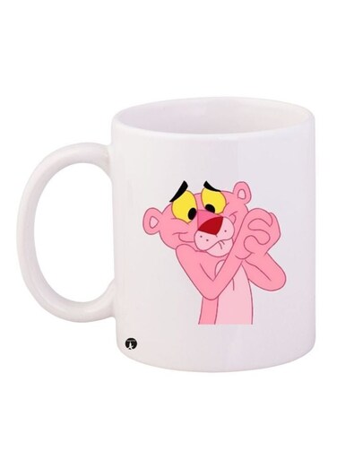 Pink Panther Printed Coffee Mug White/Pink/Yellow