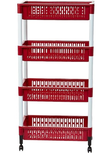 4 Tiers Vegetable Storage Rack Dark Red 45 x 30 x 89cm