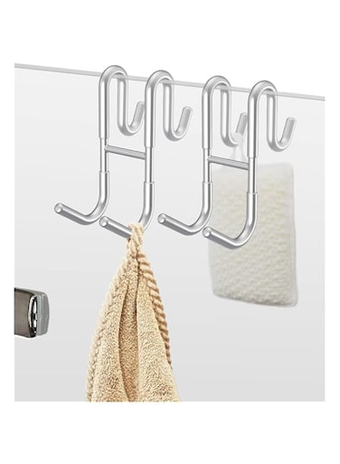 NACETURE Double Shower Door Hooks - Shower Hook Over the Door Towel Hook for Frameless Glass, Bathroom Hooks for Shower Squeegee Rack, Robe, Organize (2 Pack)