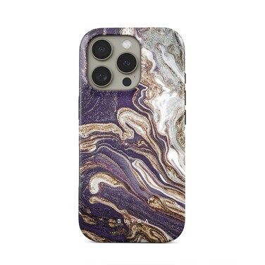 غطاء هاتف برغا الفاخر بتصميم براق لهاتف آيفون 16 برو، متوافق مع غطاء حماية مزدوج الطبقة من السيليكون - نوستالجيا.