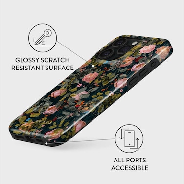 BURGA iPhone 16 Pro Phone Case: Double Layer Silicone Protective Case Bloomy Garden