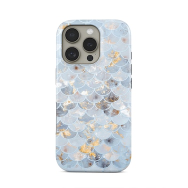 Burga Luxury Styled Giltter iPhone 16 Pro Max Case Compatible with Double Layer Silicone Protective Case Mermaid Skin