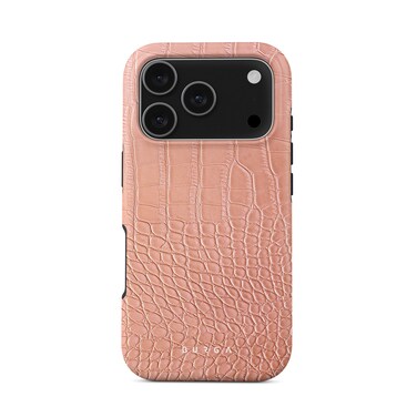 iPhone 17 Pro Pink Croco Premium Case Compatible with Hybrid Dual-Layer Hard Shell + Silicone Protection - Scratch-Resistant Shockproof Mobile Cover