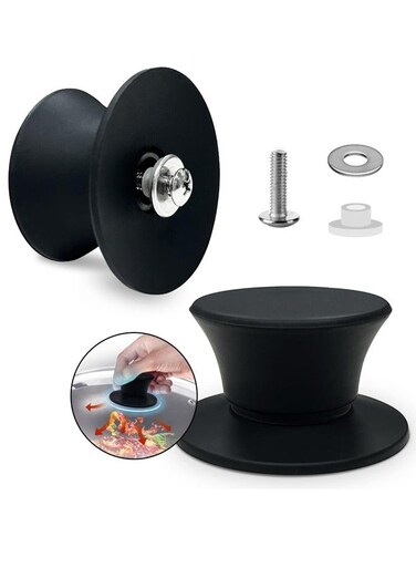 Pot Lid Replacement Knobs - Heat Resistant Silicone Pan Lid Holding Handles, Soft Non-Slip Knob for Kitchen Cookware Lid &amp; Cover (2 Pack Black)