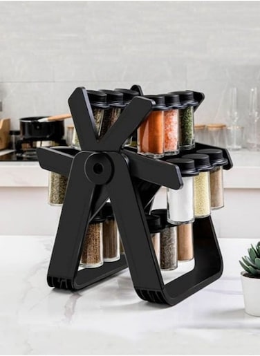 Spice Jar Set with 18 Spice Jars 360 Degree Rotation Spice Rack