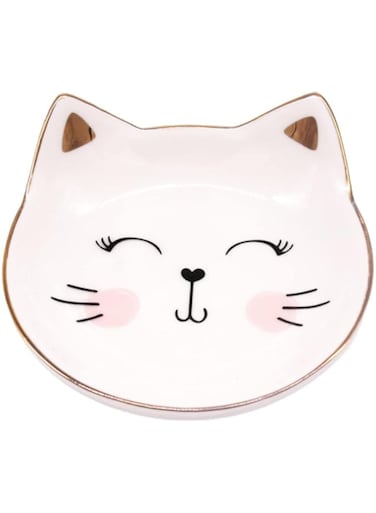 KASTWAVE Ceramic Jewelry Dish, Ring Holder and decorative Trinket Tray for Bathroom, Nightstand, and Vanity (Kitten)