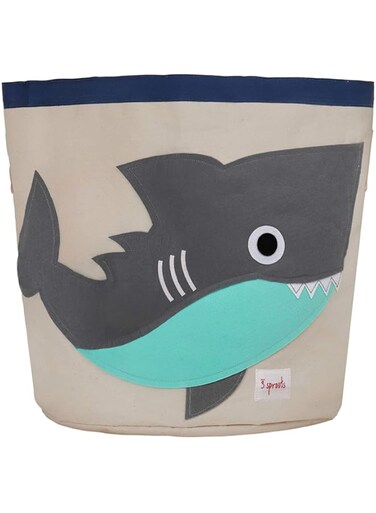 3 Sprouts Canvas Storage Bin - Laundry and Toy Basket for Baby and Kids, SHARK