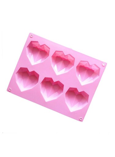 Heart Shape Silicone Mold For Baking Mousse Cake Pink 22 x 17 x 2cm