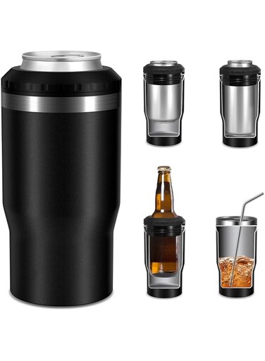 KASTWAVE 14oz Can Cooler, 4 in 1 Insulated Stainless Steel Can Insulator, Fits for 420ml Standard Can, Slim Can, Perfect for Camping, Beach, Picnic
