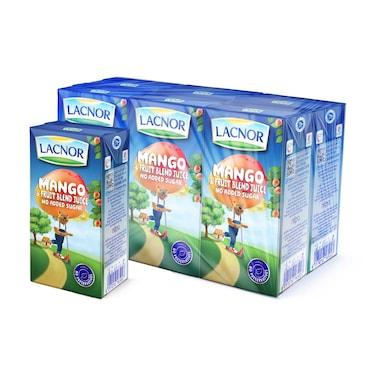 Lacnor No Added Sugar Mango &amp; Fruit Blend Juice, 125ml Pack of 6