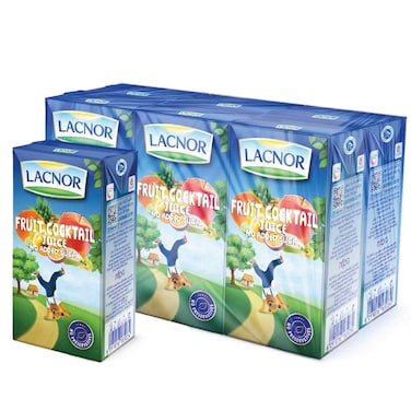 Lacnor No Added Sugar Fruit Cocktail Juice , 125ml Pack of 6