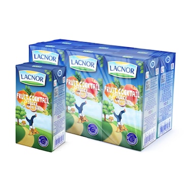 Lacnor No Added Sugar Fruit Cocktail Juice , 125ml Pack of 6