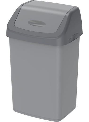 46L Flip-Top plastic Waste Bin with Swing Lid (Pearl Grey) Pearl Grey 46.0Liters