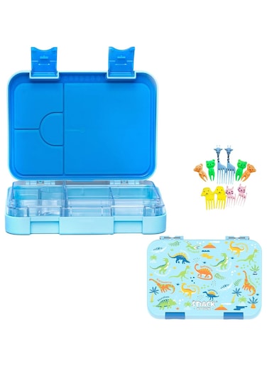 Snack Attack TM Lunch Box Bento Blue Color for Kids 4or6 Convertible Compartments  BPA FREE  LEAKPROOF  Dishwasher Safe  Back to School Season  Made of Triton  Spaceman (Arctic Blue)