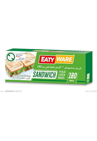Eatyware Sandwich Fold Lock Bags 180-Pieces, 16.5 cm x 14 cm Size