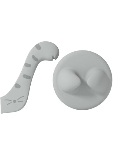 GoodluckMarket Silicone Pet Food Can Lid and Spoon - Leak-Proof, Multi-Functional Set for Wet Dog &amp; Cat Food Storage, Cute, Safe &amp; Odor-Free, Fits All Standard Cans, 3 Colors (grey)