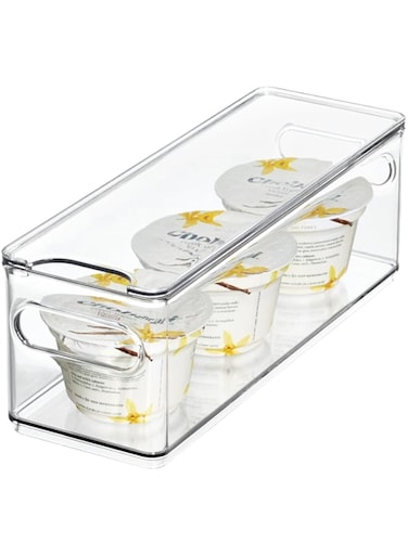INTERDESIGN The Home Edit Narrow Fridge Bin, 30.5 cm x 10.4 cm x 10.7 cm Size, Clear