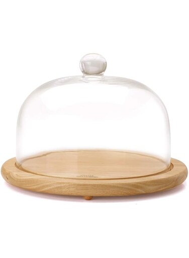 Billi Glass Cheese Dome With Wooden Base Gw-918