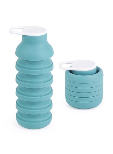 Silicone Water Bottle &acirc;&euro;&ldquo; Foldable Travel Water Bottle Leakproof, BPA Free, Portable &amp; Space-Saving &acirc;&euro;&ldquo; Perfect for Gym, Hiking,Travel(carabiner and cleaning brush),Light green