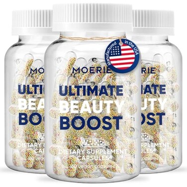Moerie Hair Growth Supplement For Women &amp; Men - Hair Skin And Nails Vitamins With Biotin, Q10 &amp; Minerals - For Thicker, Fuller Hair &amp; Hair Loss Treatment - Advanced Beadlet Delivery System - 180 Pills