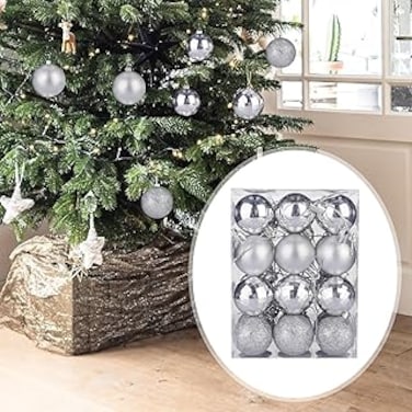 Set of 12 Christmas Tree Ornaments Home Decorative Crafts (Silver)