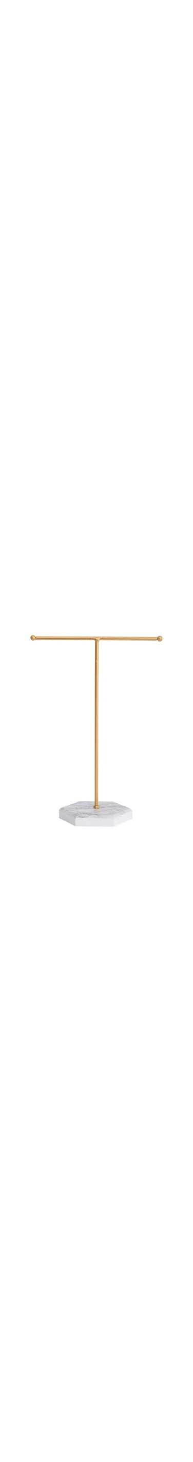 kaileyouxiangongsi Jewelry Stand, Display Necklace Holder, T-Bar Plated Metal Tabletop Jewelry Organizer Tower for Show Jewelry Hanging Pendant Earring Bracelet Ring Accessorie (White Bases)