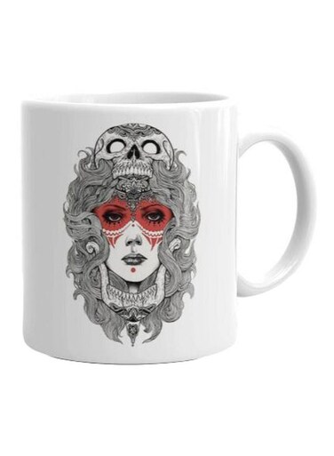 Print Printed Ceramic Mug White/Grey/Red
