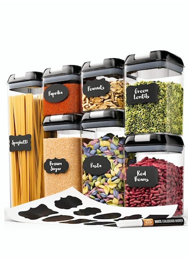 Airtight Food Storage Containers for Kitchen &amp; Pantry Organization and Storage BPA Free Plastic Food Containers with Lock Lids Sugar Flour Pasta Cereal Canister with Labels Marker