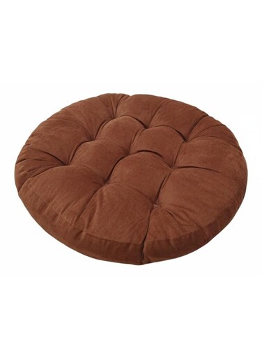 Extra-Large Round Polyester Floor Cushion &acirc;&euro;&ldquo; Solid Brown Soft Seating Pillow, 55&Atilde;&mdash;55&Atilde;&mdash;12 cm
