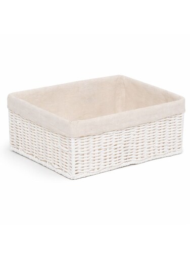 Hand-Woven Paper Rope Storage Basket with Removable Linen Liner &amp; Sturdy Metal Frame &acirc;&euro;&ldquo; L 39 x B 30 x H 16.5 cm Woven Organizer Bin for Living Room, Bedroom, Bathroom, Closet &amp; Home Storage