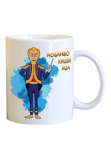 Your Wall Mogambo Khush Hua Printed Coffee Mug White/Blue/Yellow