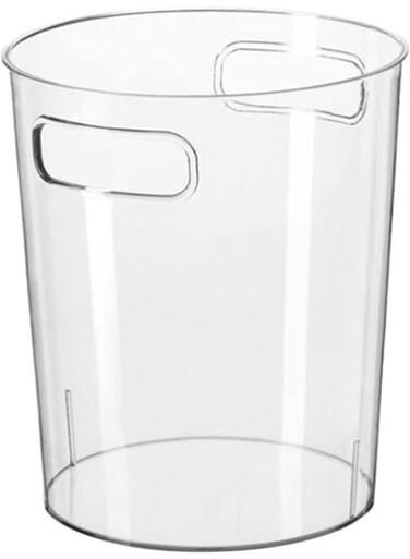 Small Trash Can Plastic Wastebasket 21.5X27Cm Round Garbage Container Bin With Handles For Bathroom, Bedroom, Kitchen, College Dorm, Office, Craft Room - Clear