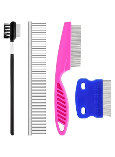 2-in-1 Pet Grooming Comb Kit, Tear Stain Remover &amp; Knot Crust Mucus Cleaner for Small Dogs &amp; Cat
