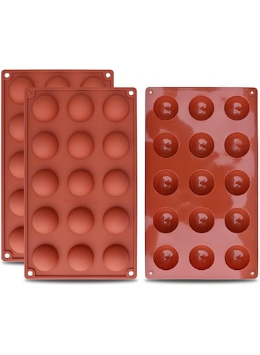 homEdge Small 15-Cavity Semi Sphere Silicone Mold, 3 Packs Baking Mold for Making Chocolate, Cake, Jelly, Dome Mousse-1.5 inches (Diameter) Pay Attention to the Size
